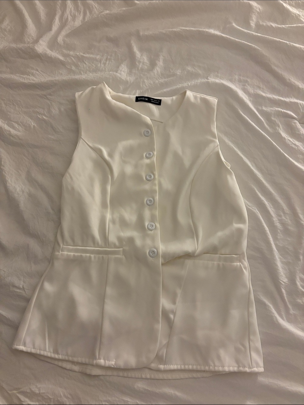 SHEIN White Button-Front Sleeveless Dress Vest